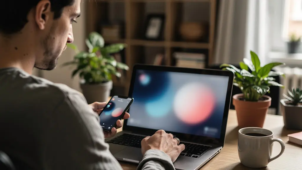 Emprunteur consultant son dossier de prêt immobilier sur smartphone et ordinateur